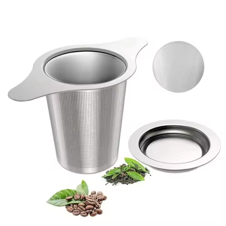 Tetera de acero inoxidable, filtro de gran capacidad, reutilizable, para uso en cocina - 1