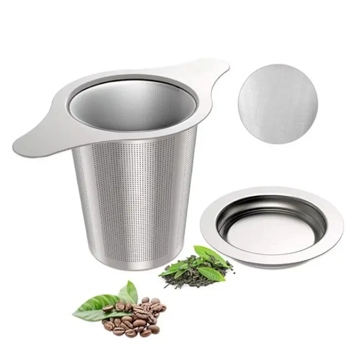 Tetera de acero inoxidable, filtro de gran capacidad, reutilizable, para uso en cocina - 1