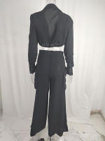 Women casual 2 pieces set elegant turn down collar long sleeve shirt and wide leg pants - details 13