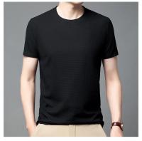 Polo de manga corta para hombre, camiseta de manga corta de algodón con cuello redondo y empalme a la moda de Polot liso con gofres, para uso diario - details 19
