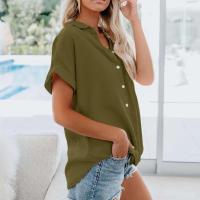 Blusa lisa de manga corta para mujer, camisa informal de un solo pecho, de moda - details 71