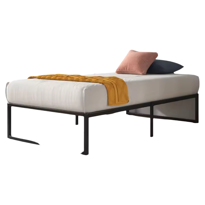Cama 90x190 cm Altura 36 cm con almacenaje debajo de la cama Estructura de cama de plataforma de metal Negro - 1