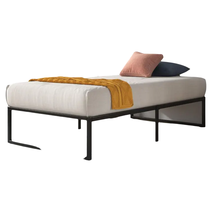 Cama 90x190 cm Altura 36 cm con almacenaje debajo de la cama Estructura de cama de plataforma de metal Negro - 1