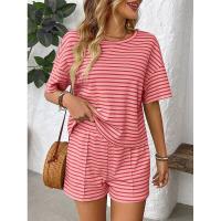 Ropa de Mujer Verano Nuevo Conjunto Deportivo de Shorts Casuales de Moda a Rayas de Punto para Mujer - details 7