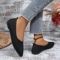 Zapatos planos de tacón plano para mujer, calzado plano plegable, cómodo y poco profundo, Color negro y liso - details 5