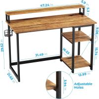 Escritorio de Ordenador con Soporte de Monitor Escritorio de Oficina con Estantes de Almacenamiento Ajustables Pequeño Escritorio Reversible para el Estudio Beige - details 21