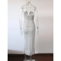Vestido de Playa de Punto con Cordones de Verano Vestido Maxi de Crochet Metálico para Mujeres - details 7