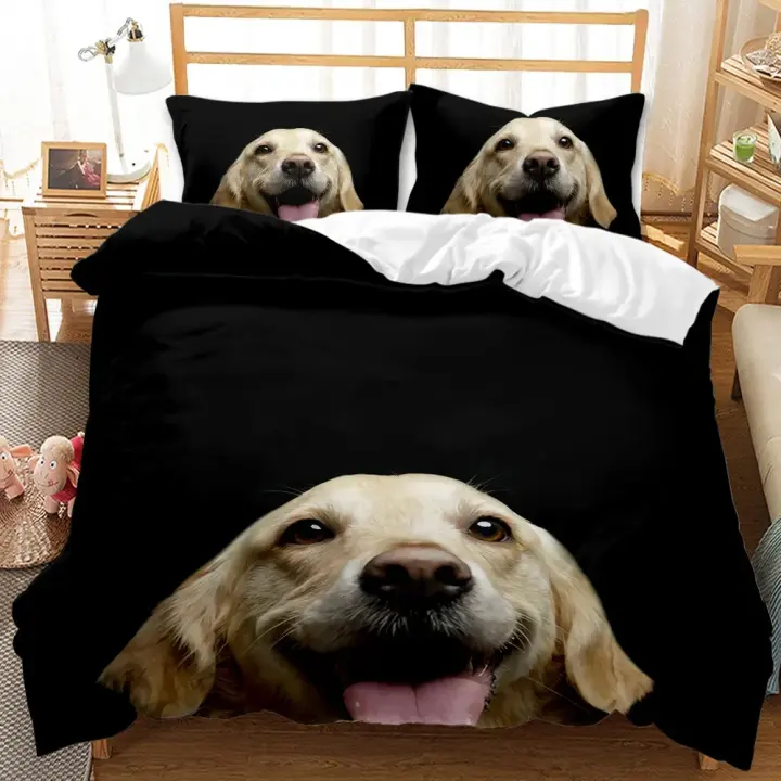 Conjunto de Funda de Edredón de Dibujos Animados de Pug Tamaño de Cama Rey/Reina - 1