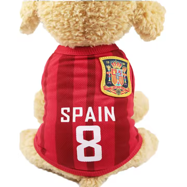 Camiseta de la Copa del Mundo para perros, chaleco de malla suave y transpirable, color rojo, 8 España, L - 1