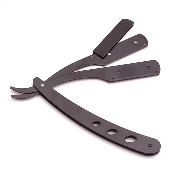 Cuchillo de Afeitar Plegable 1Pcs Herramientas de Barbero Acero Inoxidable Antiguo Negro Mueble de Afeitado Dropshipping - 1