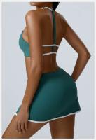Conjunto de dos piezas de sujetador y pantalones cortos de entrenamiento de yoga, conjunto deportivo de mujer Fiess yoga Tre elástico de retales - details 3