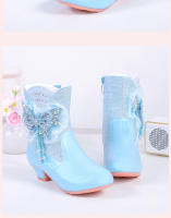 Botas de princesa para niñas Botas medianas cálidas para niños con lazo de pelo - details 14