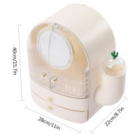 Organizador de cosméticos portátil Cactus, caja de almacenamiento de cosméticos y cubierta antipolvo con luces LED, espejo blanco conveniente y portátil - details 7