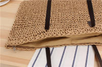 Bolso tejido de cuerda de papel informal de gran capacidad, bolso de hombro japonés y coreano, bolso tejido a mano de color sólido, bolso de viaje a casa de la serie Mori - details 10