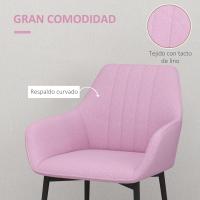 Pack de 2 Sillas de Comedor Sillas Decorativas Tapizadas en Lino Sillas de Cocina con Respaldo Reposabrazos y Patas de Metal para Salón 59,5x56,5x81 cm - details 24
