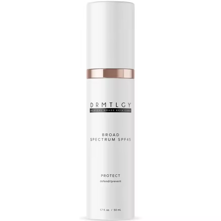 DRMTLGY Anti-envejecimiento Clear SPF 45 Protector solar de óxido de zinc sin aceite Hidratante facial para maquillaje ligero sensible al acné y propenso - 1