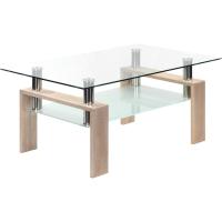 Mesa Moderna de Centro con Tapa de Cristal Transparente y Base de Metal Negro (100x60 cm) - details 27