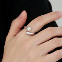 Anillo Abierto de Plata de Ley S925 para Mujer, diseño en forma de Oso elegant Anillo ajustable regalo perfecto para ella - details 0