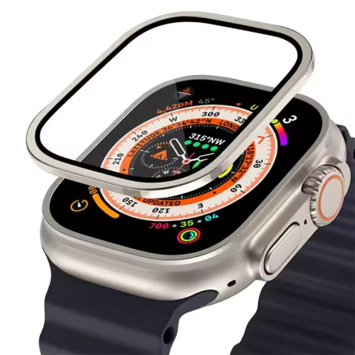 Metal Bumper+Tempered Glass For  Watch Ultra 49mm Acssories Screen Protector Anti-Scratch HD Full Film iWatch Ultra 49 mm - 1
