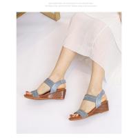 Sandalias para niña, zapatos de hadas de estilo romano, nuevos zapatos de verano de gran tamaño para mujeres de moda con tacón de cuña. - details 5