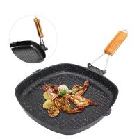 Sartén de fondo plano a rayas plegable para el hogar al aire libre, estufa de inducción de Gas antiadherente especial para freír carne - details 1