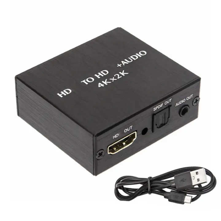4K x 2K Extractor de vídeo, compatible con HDMI, convertidor de audio de 3,5mm, SPDIF, óptico TOSLINK Salida EstéreoSplitter adaptador - 1