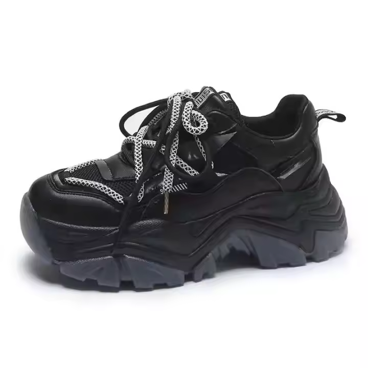 Nueva marca de zapatos para correr Lite de cuero para mujer, Zapatillas deportivas con plataforma Sin Marca, tacones altos de moda a bajo precio - 1