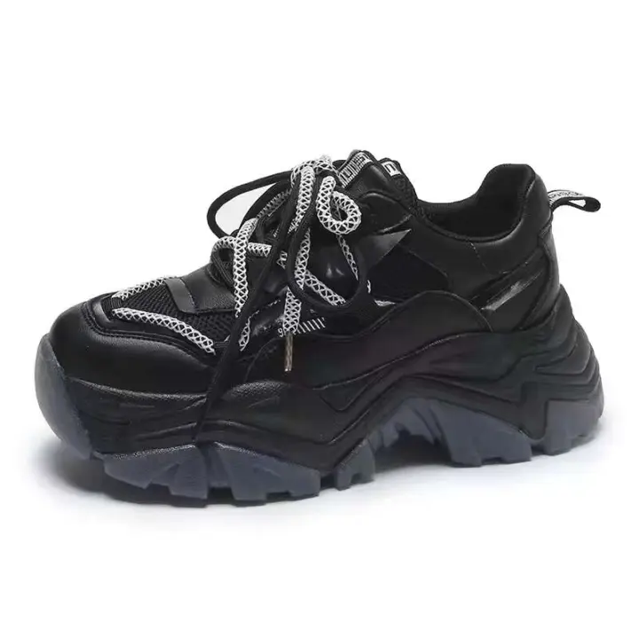 Nueva marca de zapatos para correr Lite de cuero para mujer, Zapatillas deportivas con plataforma Sin Marca, tacones altos de moda a bajo precio - 1