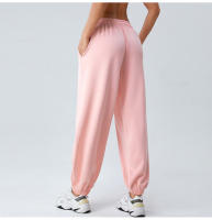 Pantalones de chándal sueltos de cintura alta de primavera para mujer, pantalones largos informales adelgazantes con capa de aire suave para Fitness - details 14