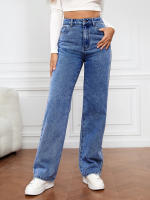 Pantalones vaqueros elásticos lavados para mujer, jeans de pierna recta, moda - details 5