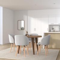 Silla de Comedor Nórdica Ergonómica con Resalto y Brazos Tapizada en Lino Madera para Patas - details 24