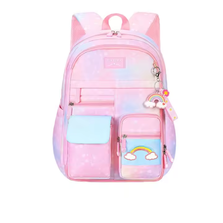 Mochila arcoíris para niños, bolso de hombro con apertura lateral estilo refrigerador, bolso escolar para estudiantes de gran capacidad Harajuku - 1