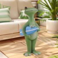 Estatua de rana de vacaciones de resina, regalo único, divertida estatua de rana surfista hecha a mano, escultura de Animal de estilo lindo, escritorio de oficina - details 1