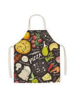 Delantal con patrón de pizza para hombres y niños, babero sin mangas, delantal de cocina, hamburguesa gourmet, patatas fritas, lindo - details 3
