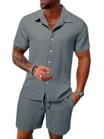 Traje informal a rayas para hombre, conjunto de dos piezas de alta calidad, talla estadounidense, Color sólido, moda de verano - details 10