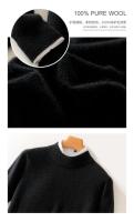 Otoño/Invierno nuevo jersey de lana suéter camisa de cachemira camisa de parte inferior de punto suelta de manga larga con cuello semialto para hombre - details 25
