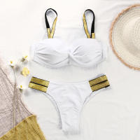 Color sólido Bikini para las mujeres de dos piezas de baño Sexy de nuevo bajo la cintura chica traje de baño para playa trajes de baño - details 2