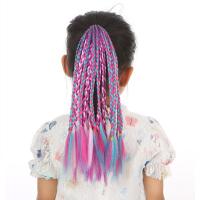 Caja sintética trenzada cola de caballo elástica Hip-hop niñas trenzas sucias banda de goma gradiente coloridas pelucas con lazo para niños/adultos - details 16