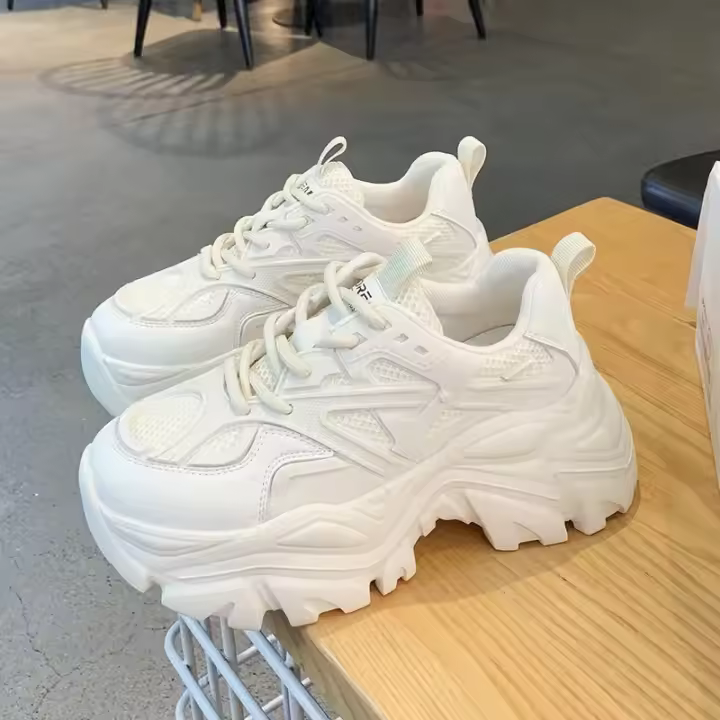 Zapatillas Deportivas Negras para Mujer 2025 Estilo Casual de Moda Zapatos de Malla de Cuero - 1