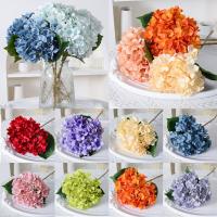 Hortensia Artificial con hojas, ramo de flores azules, colorido, realista, decoración del hogar, 45CM - details 0