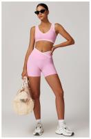 Pantalones cortos de Yoga cruzados de cintura alta, ajustados y Nude, pantalones deportivos de levantamiento de cadera de melocotón, pantalones de Fitness al aire libre para mujer - details 20