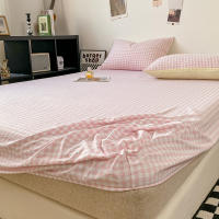 Plaid Style Fitted Sheet Skin-friendly Bed Cover Elastic Bedsheet for Girls Boys Room couvre lit Home Bed Linen(No Pillowcase) - details 6