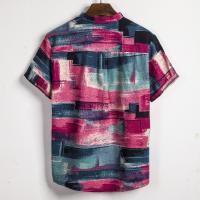 Camisa de lino de manga corta para hombre, camisa de flores de estilo étnico indio, novedad de verano, 2019 - details 32