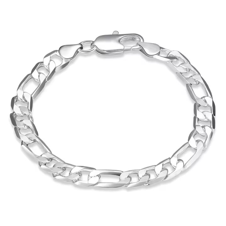 925 Sterling Silver 8mm Chain Bracelet For Men Women Jewelry - 1