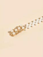 Cinturón tejido de perlas de imitación para mujer, elegante, fino, elástico, blanco, adorno de tendencia - details 3