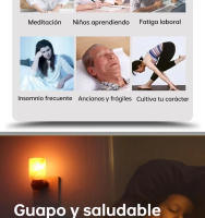 Lámpara de sal natural del Himalaya Luz cálida para noches, cristal, lámpara de pared LED para decoración de habitaciones - details 3