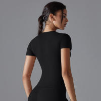 Top deportivo de manga para mujer, ropa de fiestas, corto y Fitness, camisetas de entrenamiento para gimnasio, Top de Yoga Sexy - details 11