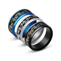 Anillo Vikingo Punk de Acero Inoxidable Anillo de Dragón Celta con Incrustaciones de Fibra de Carbono Azul Joyería de Boda para Hombres Tamaño 7-11 - details 4