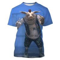 Interesante camiseta con estampado 3D de cerdo de talla grande para hombre, camiseta deportiva para exteriores Fiess, pantalón corto informal de calle transpirable de secado rápido, manga - details 13