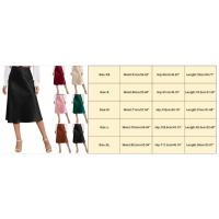 Falda acampanada de satén estética para mujer, falda con abertura lateral de color sólido y cintura alta con cara brillante y cremallera hasta la rodilla, ropa de oficina - details 1